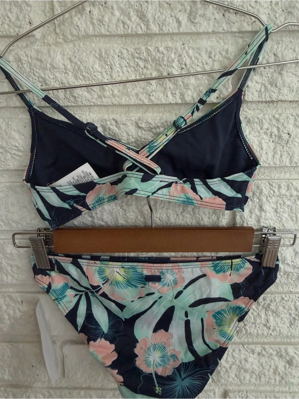 Roxy Girls Hawaii Story Floral Bikini Set - Navy, Mint & Pink